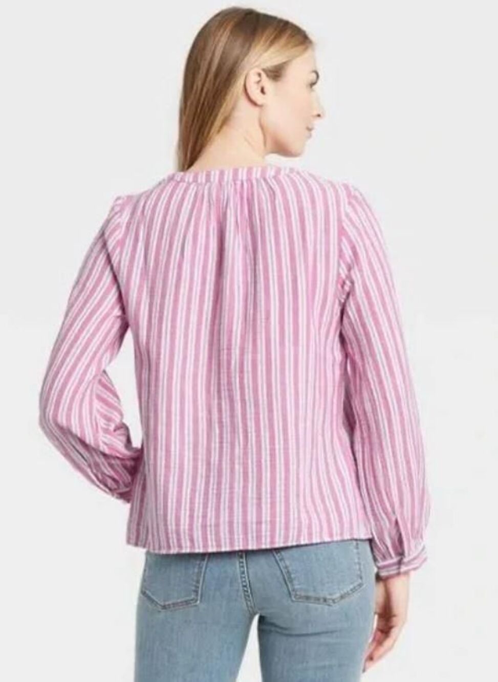 NEW Pink Striped Sz Small Cotton Oversized Roomy Shirt UNIVERSAL THREAD - Picture 3 of 5